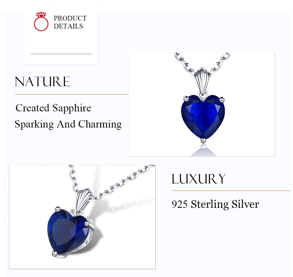 DOUBLE-R 925 Sterling Silver Emerald Necklace Sapphire Pendant Ruby jewelry heart Necklaces & Pendants for women silver 925