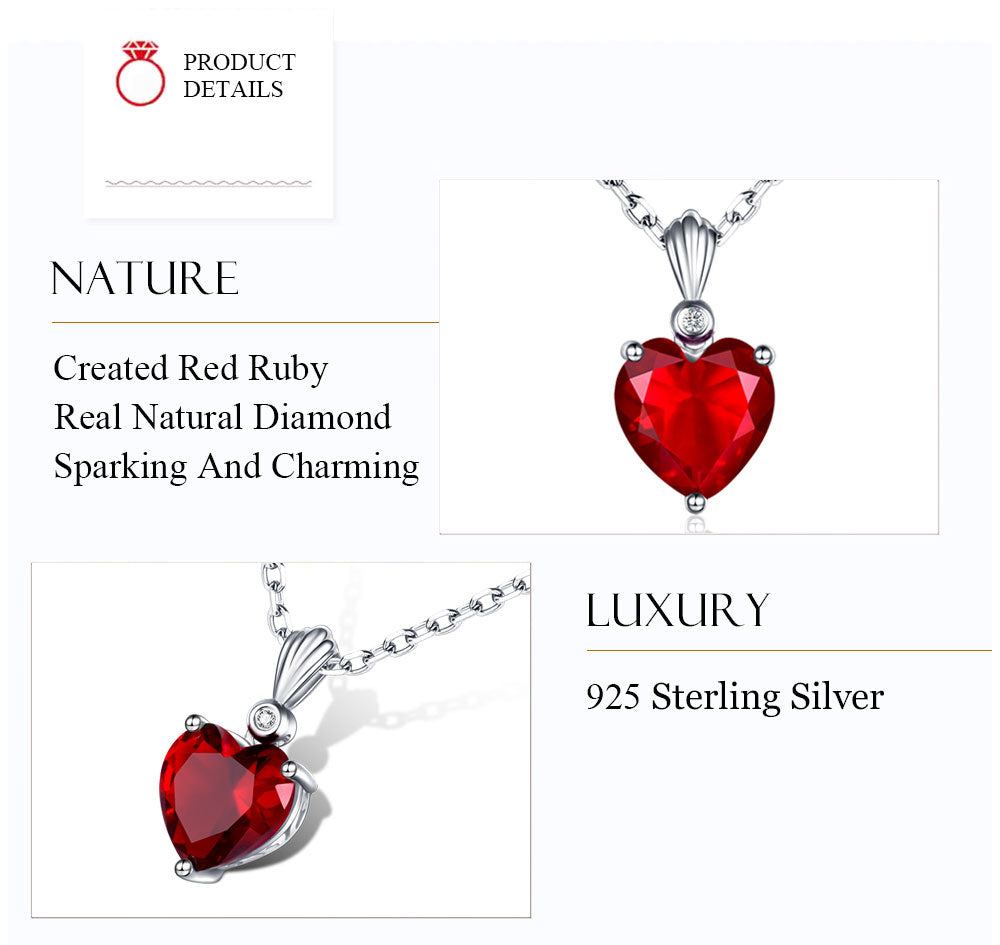 DOUBLE-R 925 Sterling Silver Emerald Necklace Sapphire Pendant Ruby jewelry heart Necklaces & Pendants for women silver 925