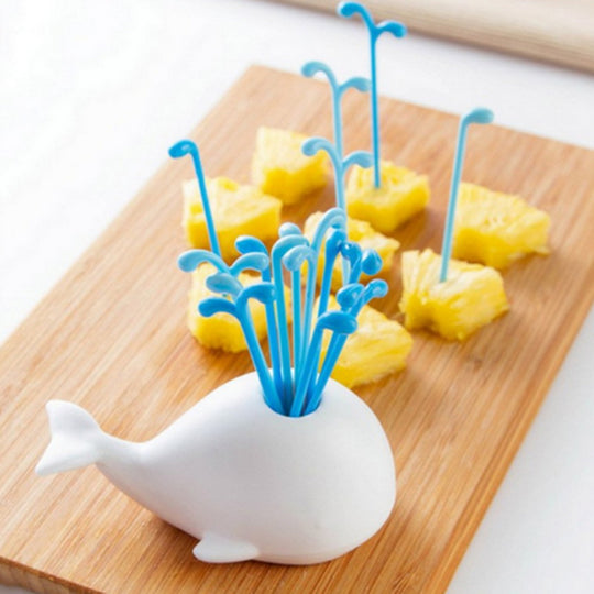 Cute White Whale Kitchen Fruit Fork Set