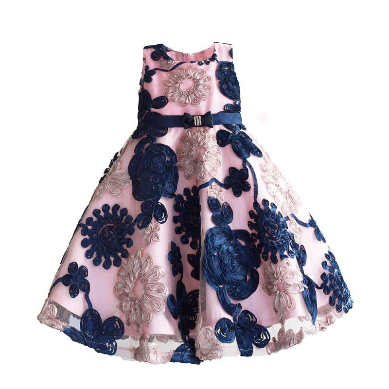 Girl's Ribbon Floral Party Dress