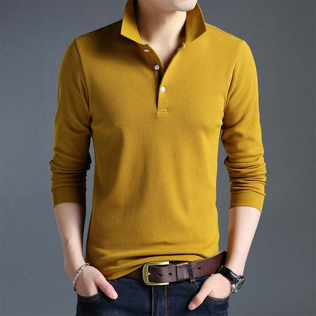 Brand Clothing New Mens Polo Shirt Men Business & Casual Solid Male Polo Shirt Long Sleeve Breathable Polo Shirts Polos Hombre