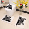3pcs Black French Bulldog Print Toilet Seat Cover Set