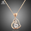 AZORA Rose Gold Color Stellux Crystals Heart Pendant Necklace for Valentine's Day Gift of Love TN0009