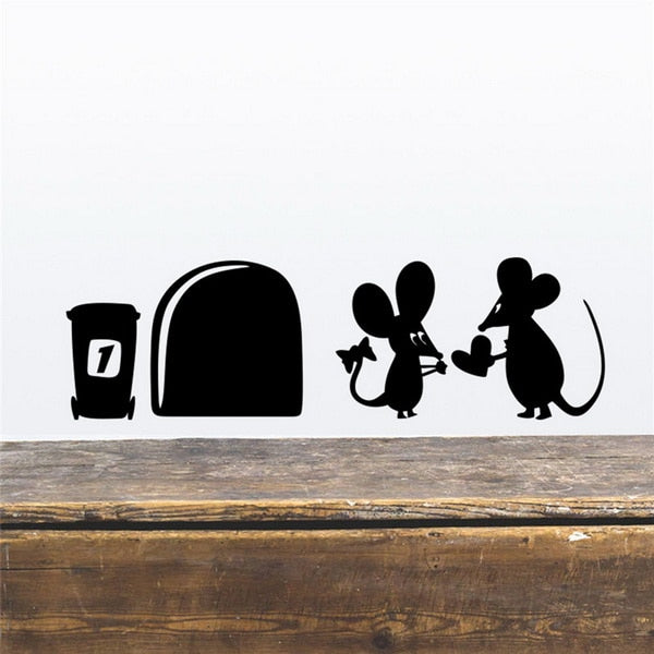 Funny Love Mouse Hole Wall Stickers