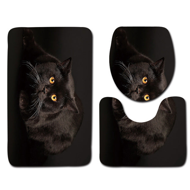 3pcs Cat PrintedToilet Seat Cover Set