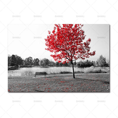 Canvas Landscape Grey Scale with Color Pop Wall Decor