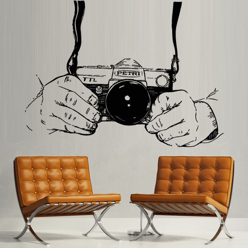 Modern Creative Photo Studio Decal sticker Camera Hands Survey Salon Design room Grooming Salon Vinyl Wall Decal sticker B005