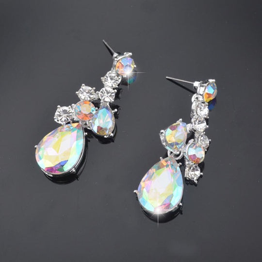 Delicate Crystal AB color fashion Jewelry set for bridal wedding necklaces and earring Women party Jewellery costume accessories