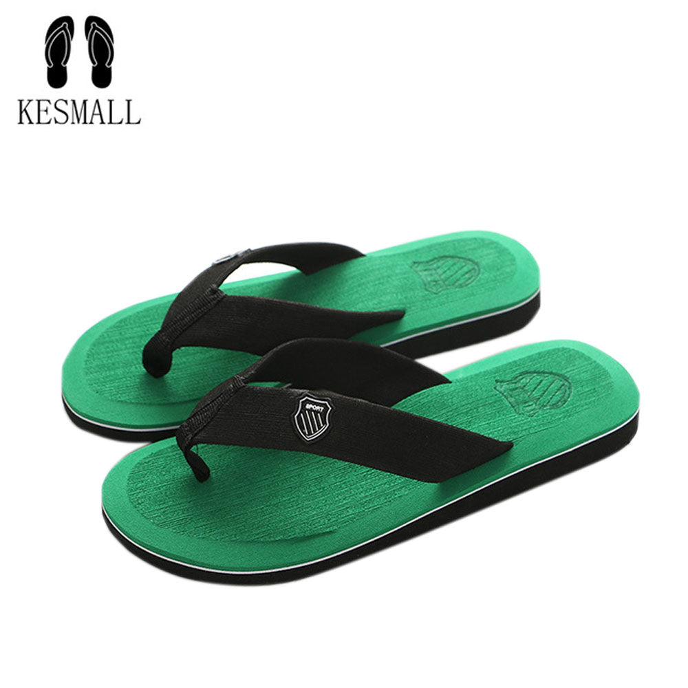 KESMALL  Summer Men Flip Flops High Quality Beach Sandals Non-slide Male Slippers Zapatos Hombre Casual Shoes A10