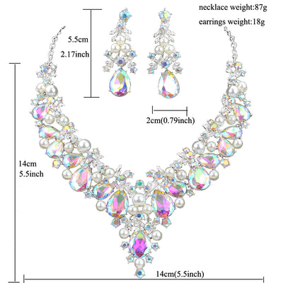 Delicate Shining AB crystal and pearl Jewelry sets For women wedding Dress