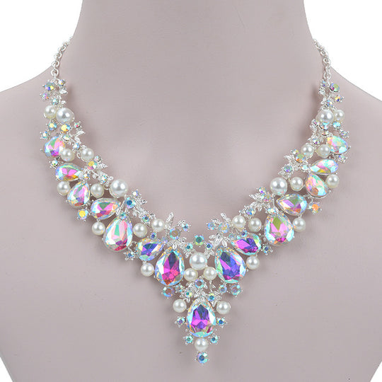 Delicate Shining AB crystal and pearl Jewelry sets For women wedding Dress