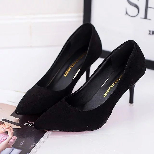 Plus Size 34-42 Women Pointed Toe Pumps Leather Shoes High Heels Shoes Wedding Elegant Office Dress Zapatos Mujer