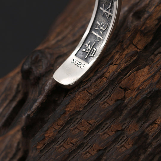 Thai 925 Sterling Silver Bangle Men Jewelry Natural stone Buddha Mantra Bracelet Bangle Women Classic Gift Fine Jewelry B5