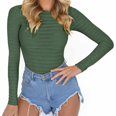 Autumn Bodycon Bodysuits Feminino Mujer   Stretchy Rompers Long Sleeve O Neck Women Body Winter Jumpsuit Top One Piece GV125