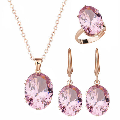 Women's Cubic Zirconia Jewelry Set with Ring, Earrings and Necklace