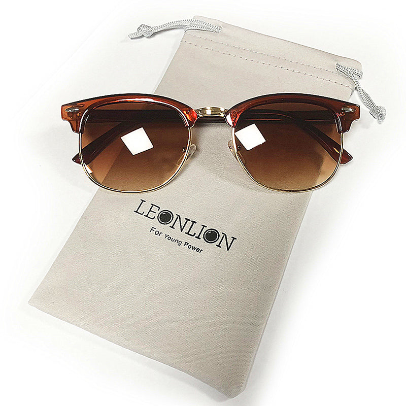 LeonLion 100% Polarized Vintage Semi-Rimless Brand Designer Sunglasses Women/Men Classic Oculos De Sol Gafas Retro Sun Glasses