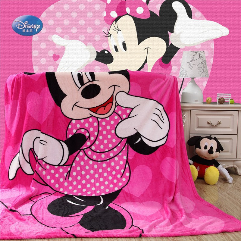 Pink Minnie Mickey Mouse Soft Flannel Throw Blanket