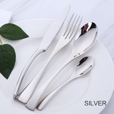 4Pcs Purple Cutlery Set Stainless Steel Blue Dinnerware Set