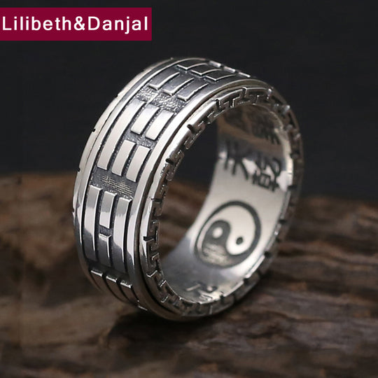 925 Sterling Silver Ring Men Jewelry Couple Gossip Turn Mantra engagement Ring Women Gift Vintage Fine Jewelry R7