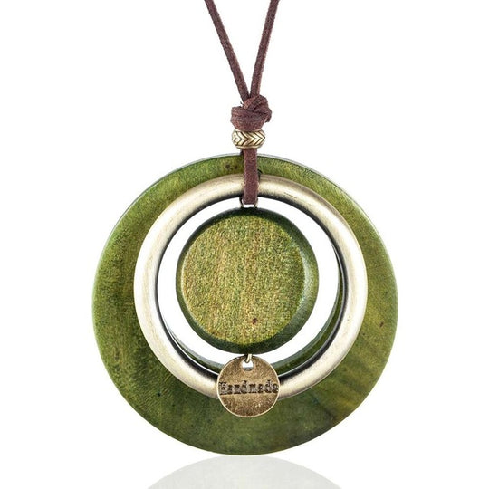 vintage woman choker necklace Fashion Jewelry Wooden pendant "Handmade" Long necklace for women collares mujer kolye