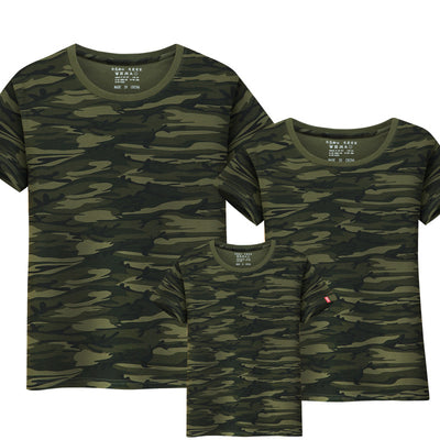 Family Matching Outfits T-shirt Mom Dad boys and girls camouflage cotton100% short-sleeve T-shirt