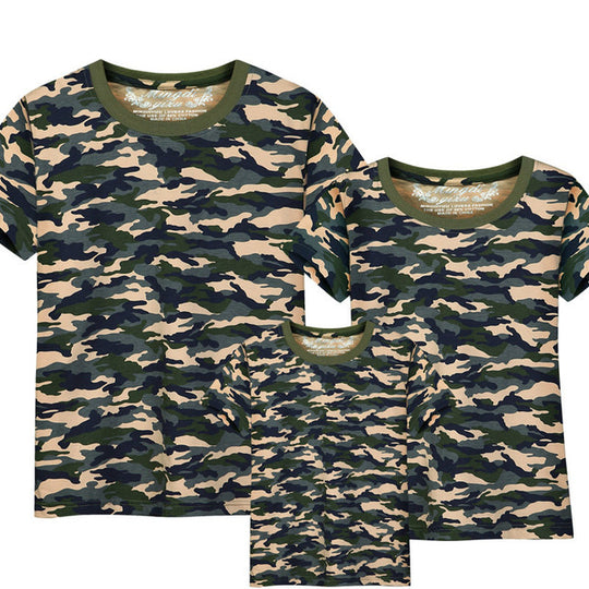 Family Matching Outfits T-shirt Mom Dad boys and girls camouflage cotton100% short-sleeve T-shirt