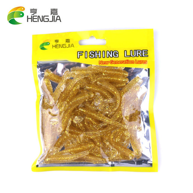 50pcs/Lot Fishing Lures Soft Fishing Tackle Wobblers Artificial Bait Soft Worm Silicone Bait