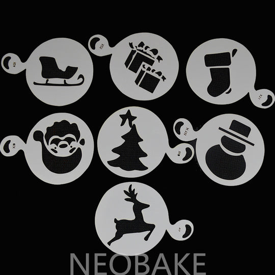 7pcs MINI Christmas Plastic Cake Stencil
