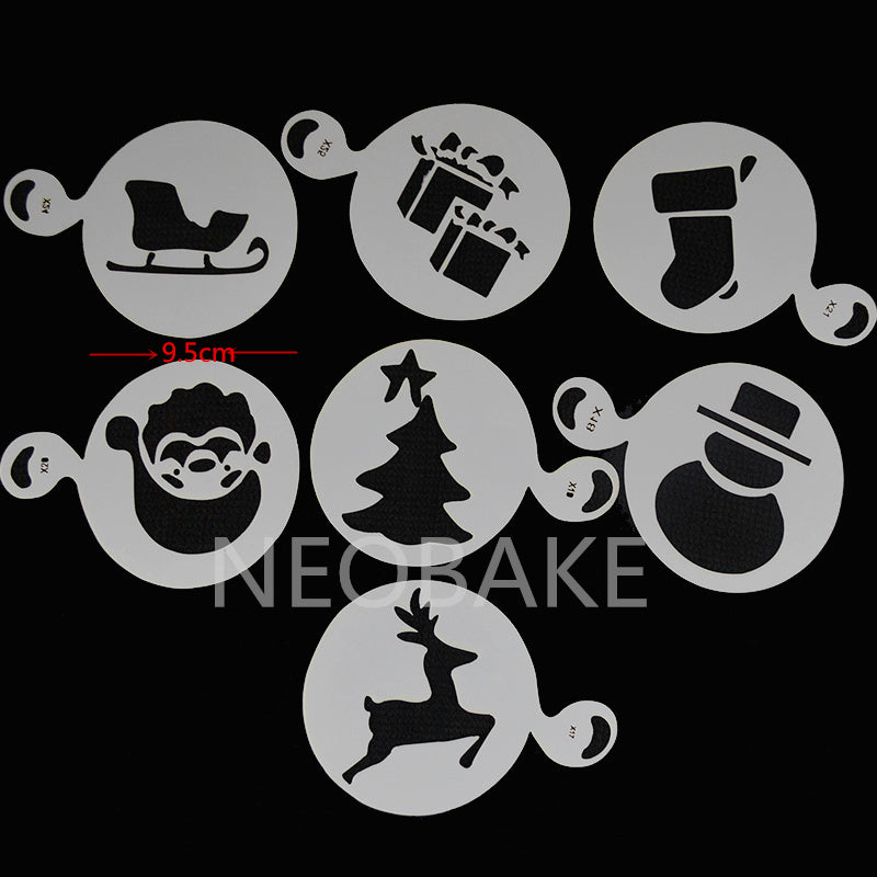 7pcs MINI Christmas Plastic Cake Stencil