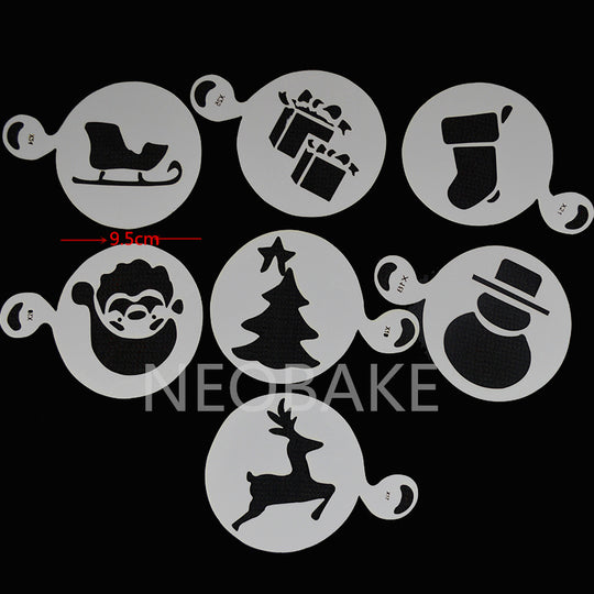 7pcs MINI Christmas Plastic Cake Stencil