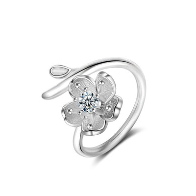 Jemmin  Fashion Korean Style Flowers Rings Female Adjustable Crystal Ring Jewelry