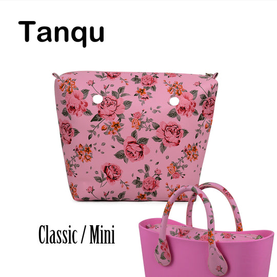 TANQU New Classic Mini Floral Print PU Leather Lining Zipper Inner Pocket Waterproof Insert for Obag EVA O BAG Women Handbag