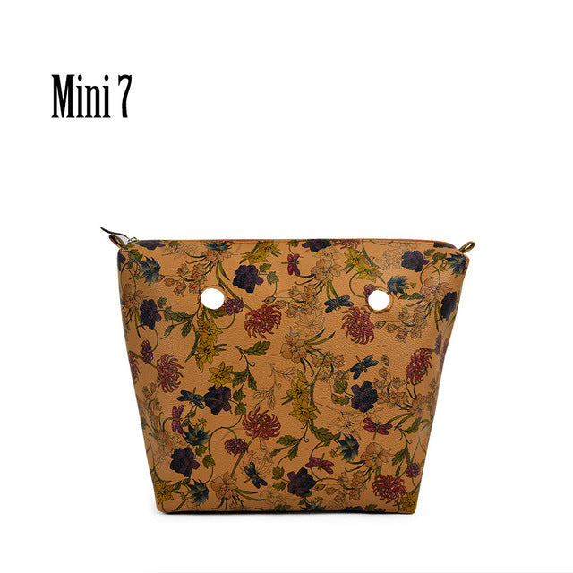 TANQU New Classic Mini Floral Print PU Leather Lining Zipper Inner Pocket Waterproof Insert for Obag EVA O BAG Women Handbag