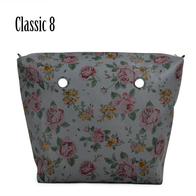 TANQU New Classic Mini Floral Print PU Leather Lining Zipper Inner Pocket Waterproof Insert for Obag EVA O BAG Women Handbag
