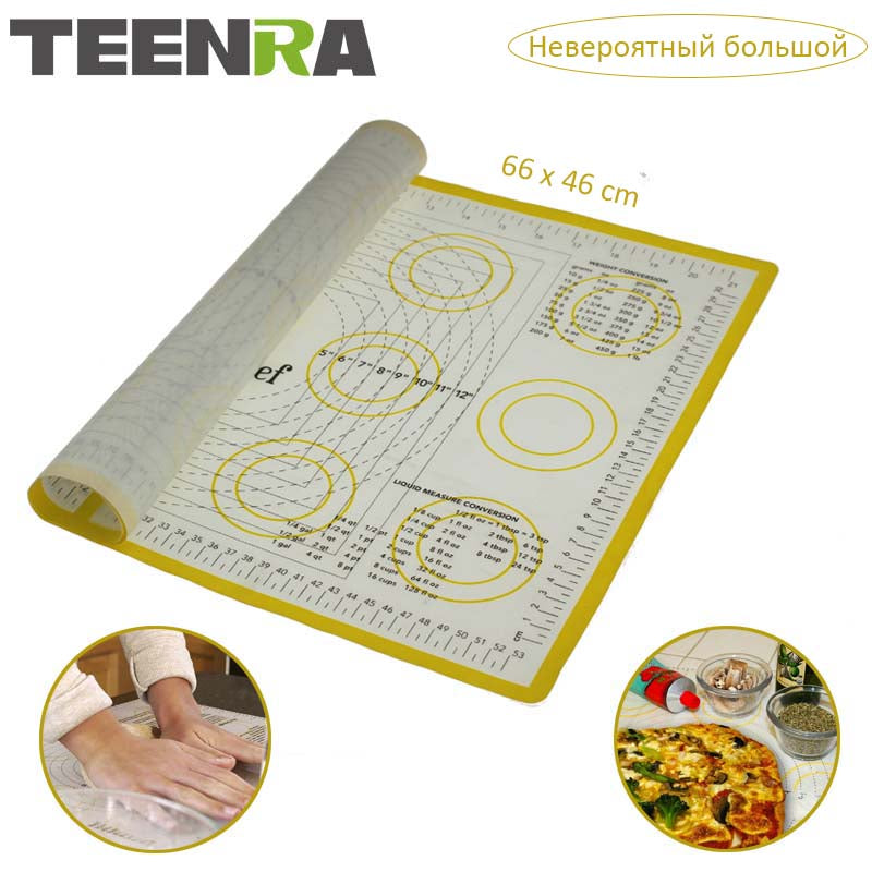 TEENRA Ex-large Silicone Mat for Oven Macaron Silicone Baking Mat Sheet  Scale Rolling Dough Mat Non-stick Confectionery Tools
