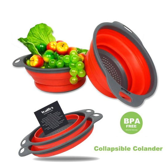 2 Piece: Collapsible Silicon Kitchen Strainer / Washing Basket