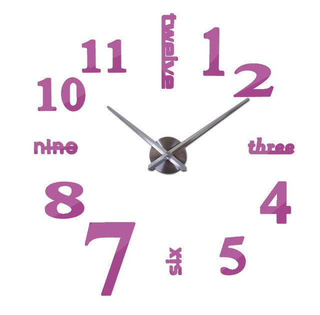 new wall clocks acrylic mirror digital watch horloge 3d wall sticker Home Decoration Living Room Quartz watch Needle