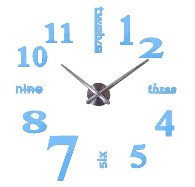 new wall clocks acrylic mirror digital watch horloge 3d wall sticker Home Decoration Living Room Quartz watch Needle