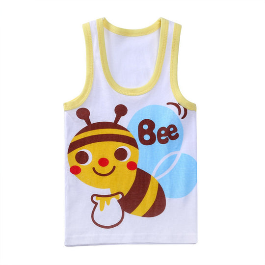Summer Kids 100%Cotton T Shirts Boys Girls Baby Cartoon Printed Sleeveless