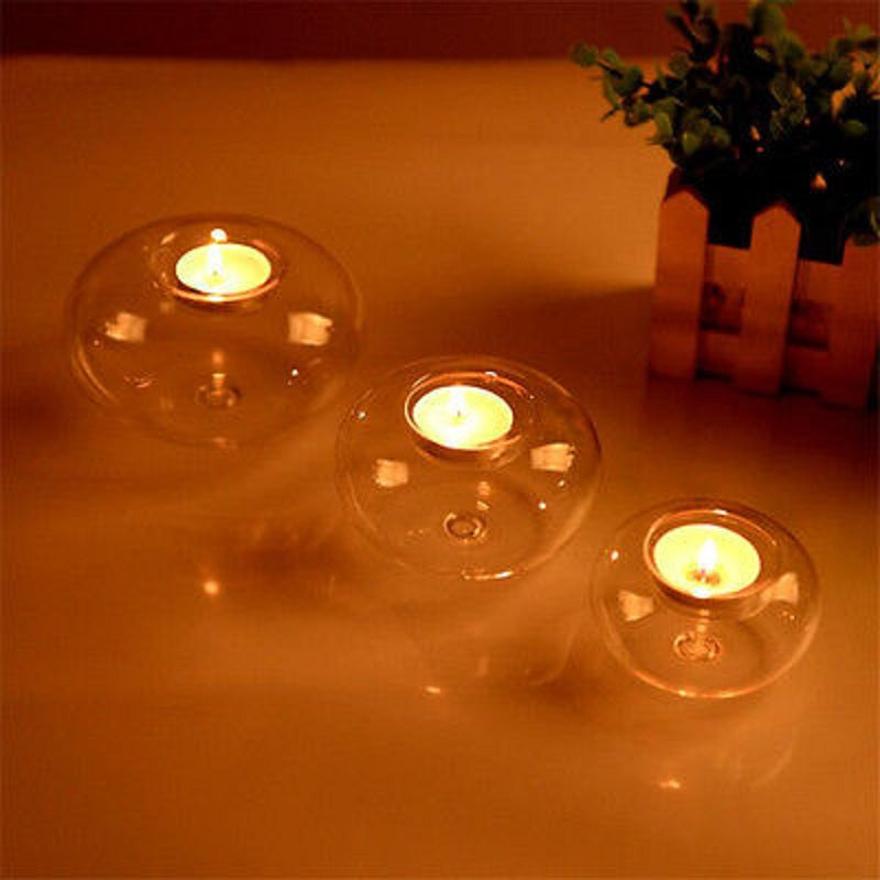 Romantic Portable Round Hollow Classic Crystal Glass Candle Holder