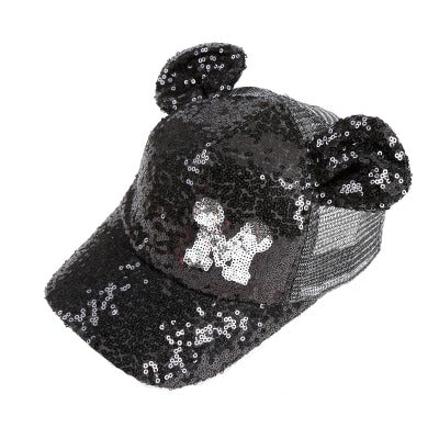 BINGYUANHAOXUAN Sequins Ear Hats Kids Snapback Baseball Cap With Ears Funny Hats Spring Summer Hip Hop Boy Hats Caps