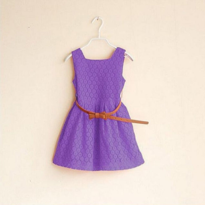 Girl's Lace Party Dress With Belt
