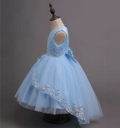 New Brand Flower Girls Dress Kids Princess Party Wedding Gowns for Children Graduation Ceremony Baby Kids Long Tail Formal Wear