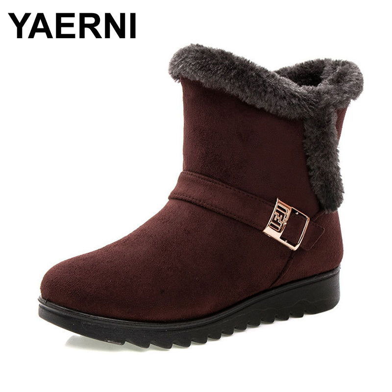 YAERNI Women Boots Fashion Warm Snow Boots Ankle Winter Boots For Women Shoes Black Red Plus Size 41