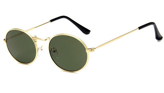 Vintage Oval Small Metal Frame Steampunk Sunglasses Women