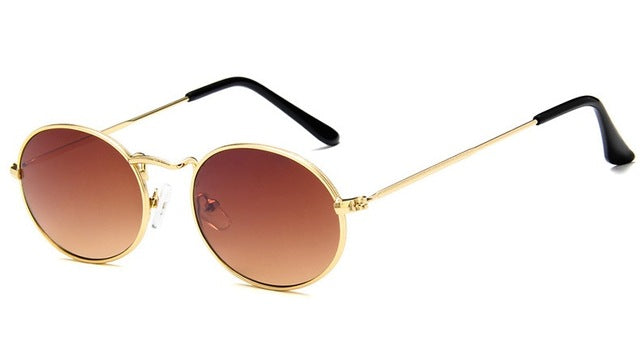 Vintage Oval Small Metal Frame Steampunk Sunglasses Women
