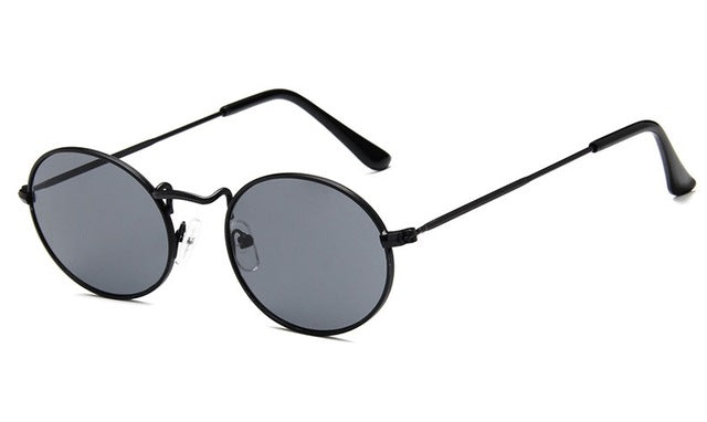 Vintage Oval Small Metal Frame Steampunk Sunglasses Women