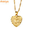 Anniyo 1.8cm Heart Pendant and Necklaces Romantic Jewelry Gold Color for Womens,Wedding gift,Girlfriend Wife Gifts #006110