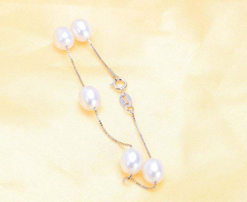 ASHIQI Natural freshwater pearl bracelet Genuine 925 Sterling Silver Bracelet for women  charm pulseiras femininas