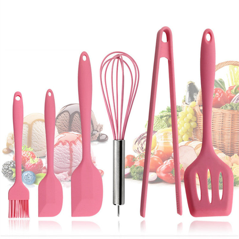 6pc Pink Silicone Cookware Utensil Set